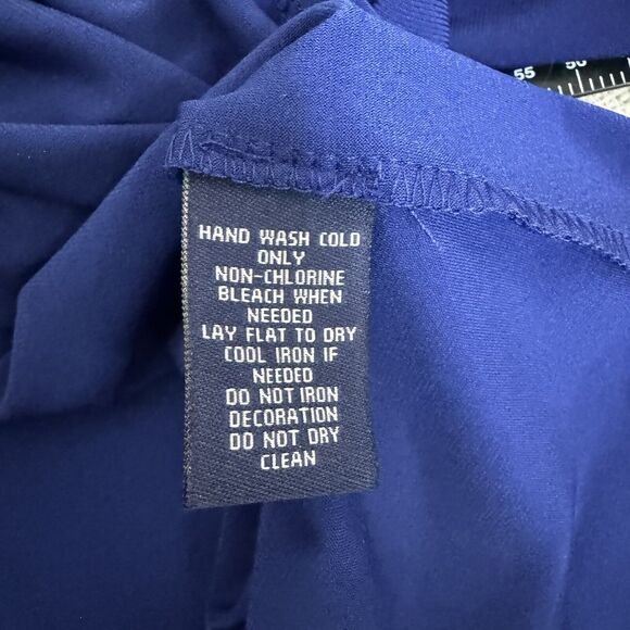 Chaps Dress Women 14 Blue Draping Long Sleeve No Wrinkle Elegant Party Wedding - Picture 6 of 9